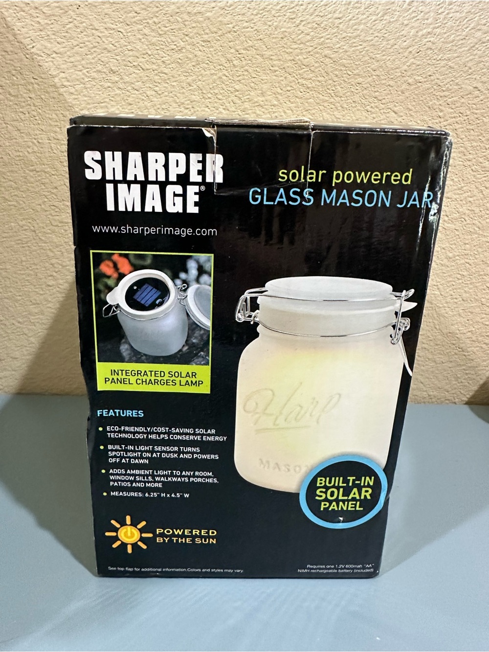 Sharper Image Solar Powered Glass Mason Jar - Picture 3 of 4